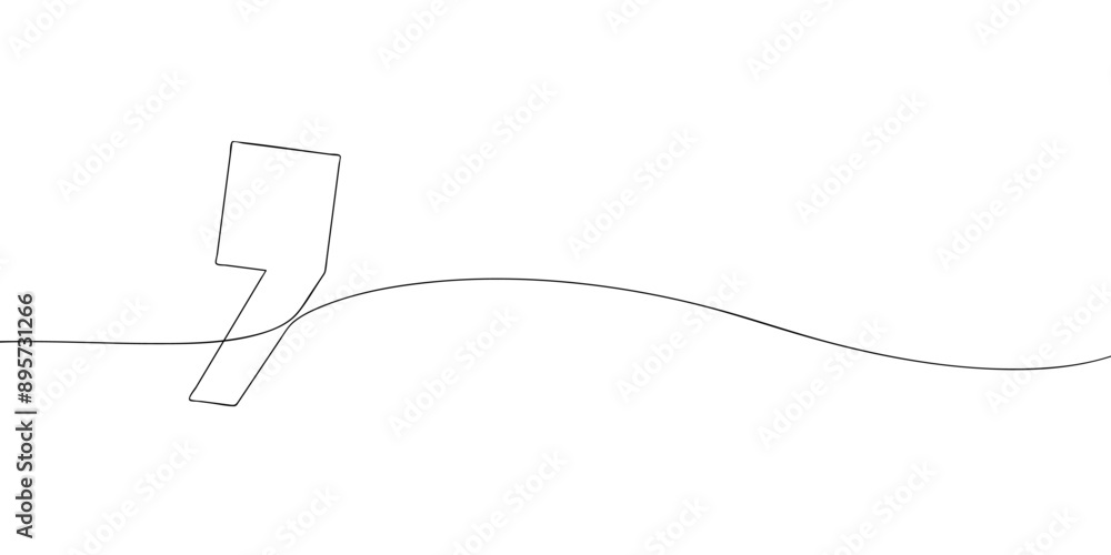 Poster a single line drawing of a comma. continuous line comma symbol icon. one line icon. vector illustrat