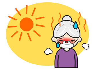 マスク熱中症のおばあさん