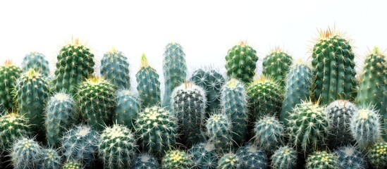 A Lush Grouping of Cacti Against a White Background