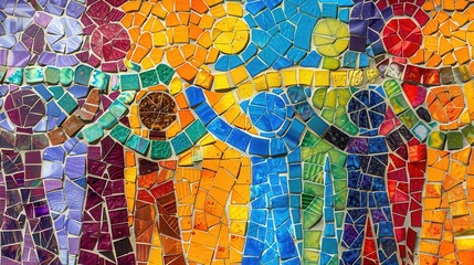 vibrant mosaic of diverse human figures each uniquely colored and shaped intertwining to form a powerful symbol of inclusion and disability awareness