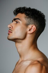 Fototapeta premium A Profile side view half-faced portrait