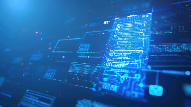 A virtual blue screen showing a document with compliance rules, checkboxes, and policy standards, highlighting the importance of regulatory adherence
