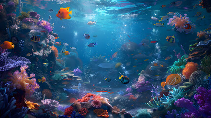 Naklejka premium Coral reef with background illustration