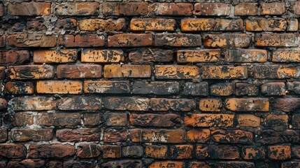 A weathered brick wall aged over decades.