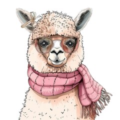 Obraz premium Alpaca Modern Boho animal fashion cartoon isolated whitebackground 16:9