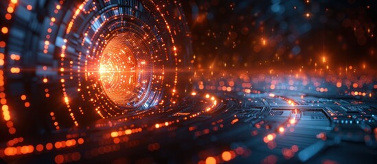 Fototapeta premium Futuristic Technology with Glowing Orange Lights