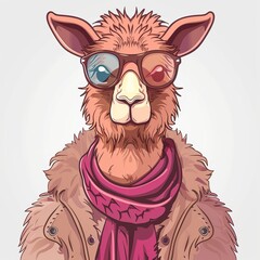 Alpaca Trendy animal fashion cartoon isolated whitebackground 16:9