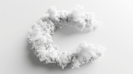 Capital letter C made of clouds or soft cotton. Fluffy airy style. Scrapbook activity. Generative AI