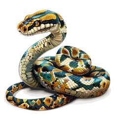 Fototapeta premium Anaconda Vintage Revival animal fashion cartoon isolated whitebackground 16:9