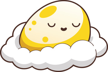 Cozy egg slumbers peacefully among fluffy clouds. 