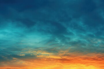 Obraz premium Sky Gradient. Beautiful Blue to Orange Sunset Sky with Textured Clouds