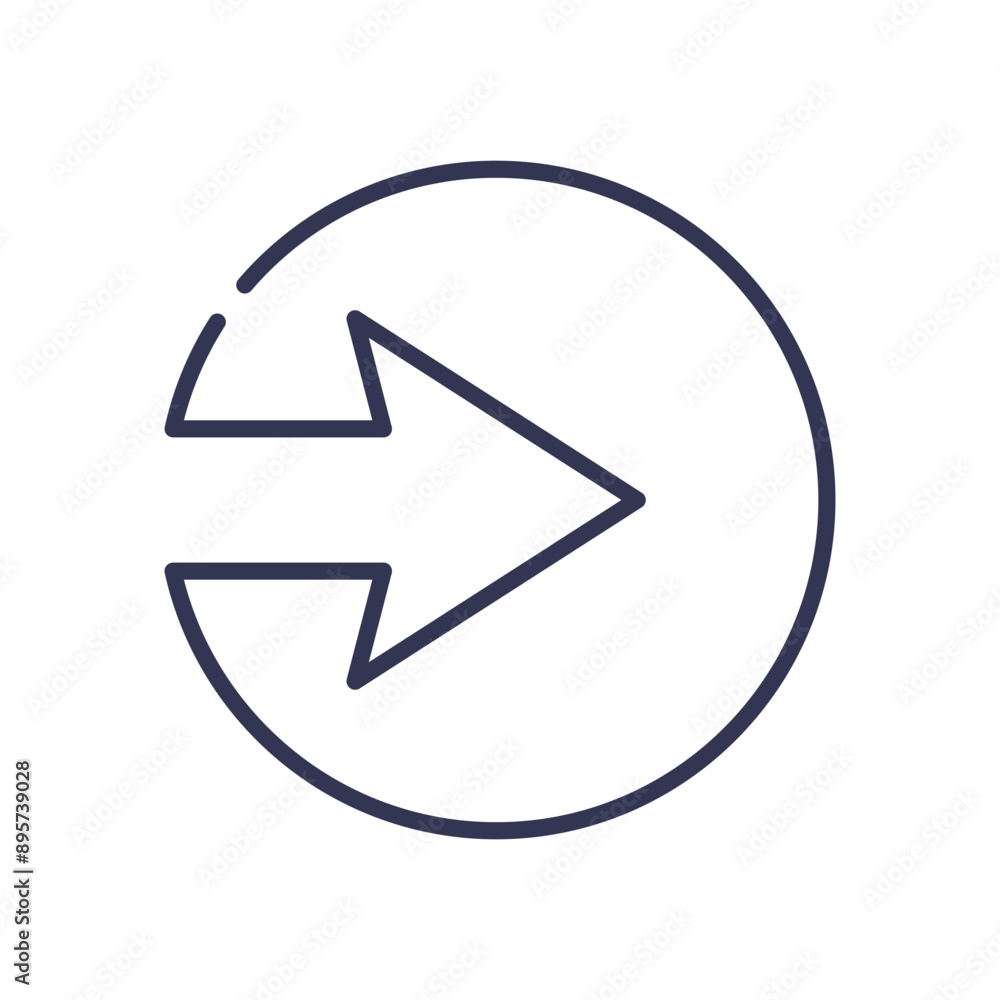 Poster simple right arrow inside a circle, indicating direction or movement.
