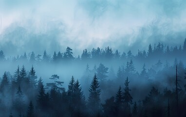 Misty Forest panoramic view