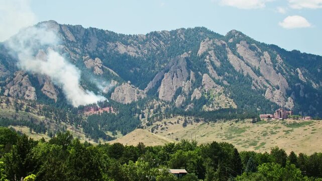 Firefighters in Helicopter Responding to Wildfire in Boulder Colorado