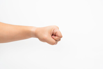 Extended Hand Gesture On White Background