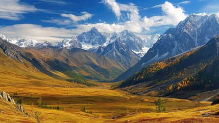 Breathtaking view from Karatyurek Pass of the Altai Mountains' Mother of the World and Jarlu Valley