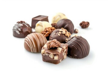Fototapeta premium chocolate candies pralines isolated on white background
