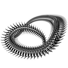 Chrome 3D element. Abstract array metal ridge, iron bones in cyber sigilism style, perspective objects. Transparent background