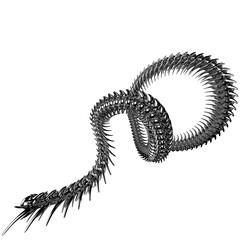 Chrome 3D element. Abstract array metal ridge, iron bones in cyber sigilism style, perspective objects. Transparent background