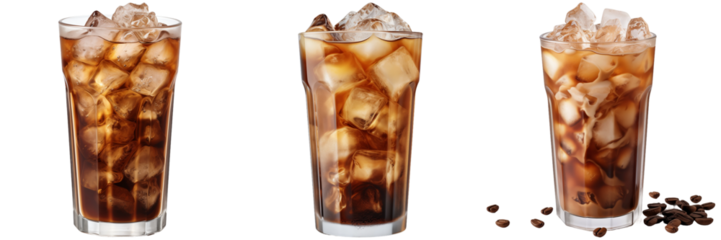 Set of Iced Coffee Drinks Isolated on Transparent Background png