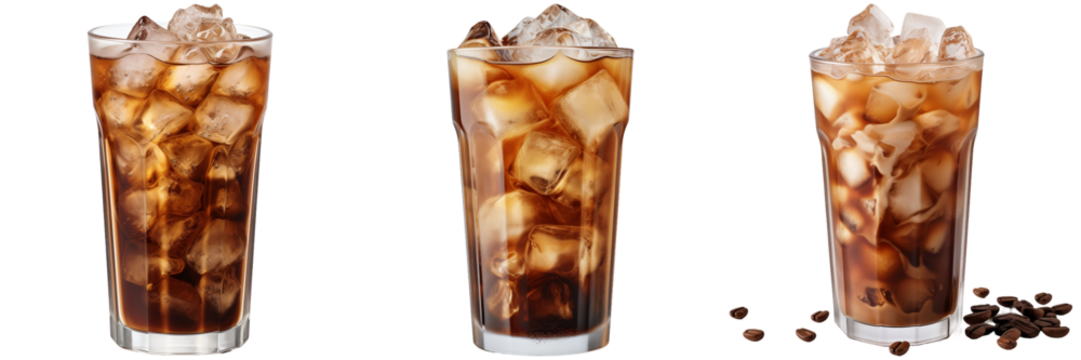Set of Iced Coffee Drinks Isolated on Transparent Background png