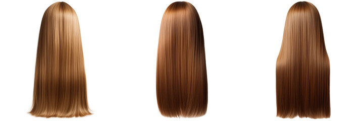 Fototapeta premium Set of Long Brown Hair Isolated on Transparent Background png