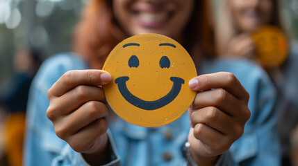 Positive customer opinion, satisfaction comments, positive reviews. Happy face symbol. Good customer service.
