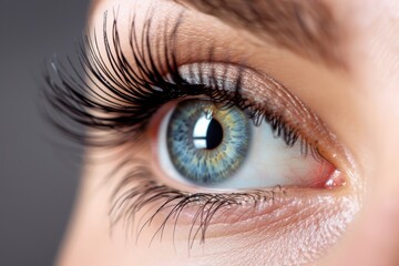 Obraz premium Close up of eye with eyelash extensions ,beauty salon treatment