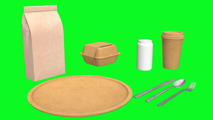 Eco Food Menu Set on a Green Screen