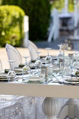 The elegant wedding table ready for guests.