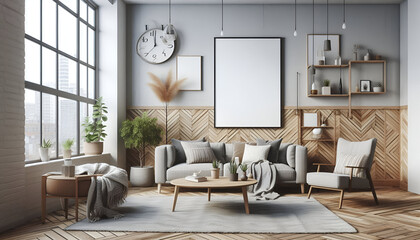 interior of a room with a table