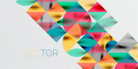 Triangles, round triangles and circles techno art. Vector Illustration For Wallpaper, Banner, Background, Card, Book Illustration, landing page