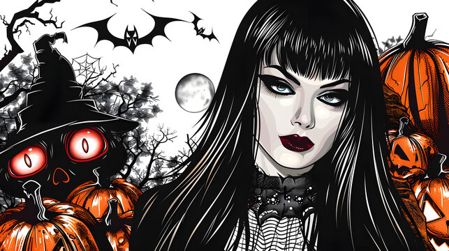elvira halloween clipart white backround sticker sheet