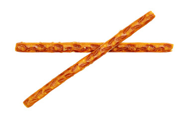 Salty cracker pretzel sticks  isolated on white, clipping