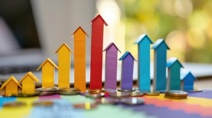 A colorful economy chart illustrating both growth and decline, emphasizing hope and optimism for the future, with a modern twist