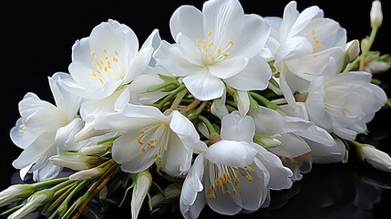 Fototapeta premium High angle beautiful freesias arrangement
