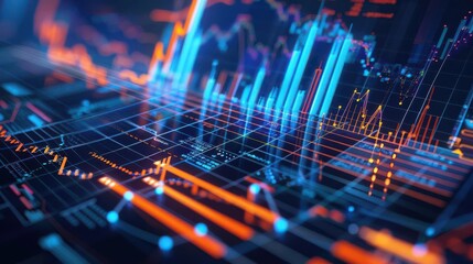 Fototapeta premium Economy chart representing thorough analysis, future forecasts, and insights, designed with dynamic visuals