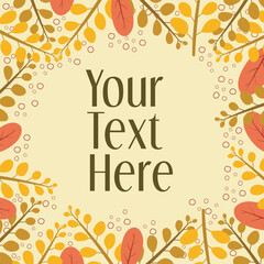 Cute Frame with Leaves Flat Design Ornament