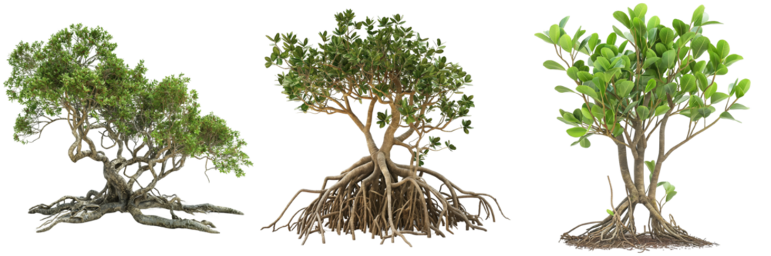 Set of Mangrove Trees Isolated on Transparent Background png