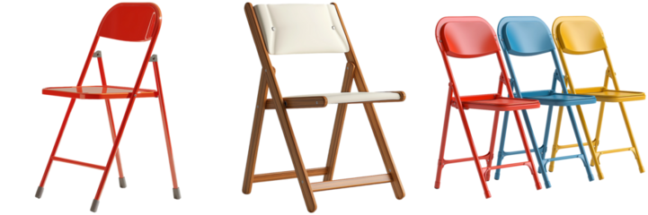 Set of Folding Chairs Isolated on Transparent Background png