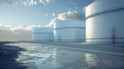 Obraz premium Storage Tank for Fuel Oil and Gasoline. Industrial Crude Oil and Diesel Tank