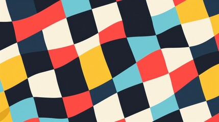 Fototapeta premium Checkerboard pattern, bold colors, flat design illustration