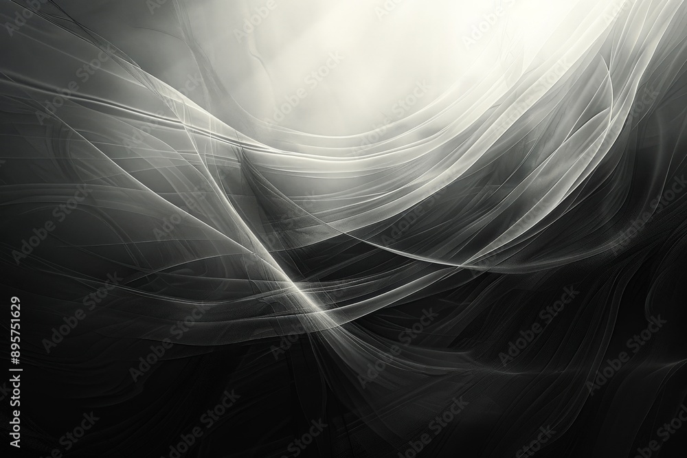 Aufkleber This ethereal abstract image features smooth light waves flowing and creating depth, evoking a sense of calmness and endless possibilities within its artistic layers.