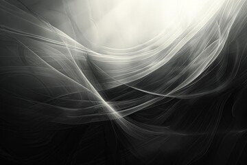 This ethereal abstract image features smooth light waves flowing and creating depth, evoking a sense of calmness and endless possibilities within its artistic layers.