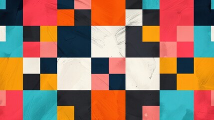 Fototapeta premium Checkerboard pattern, bold colors, flat design illustration