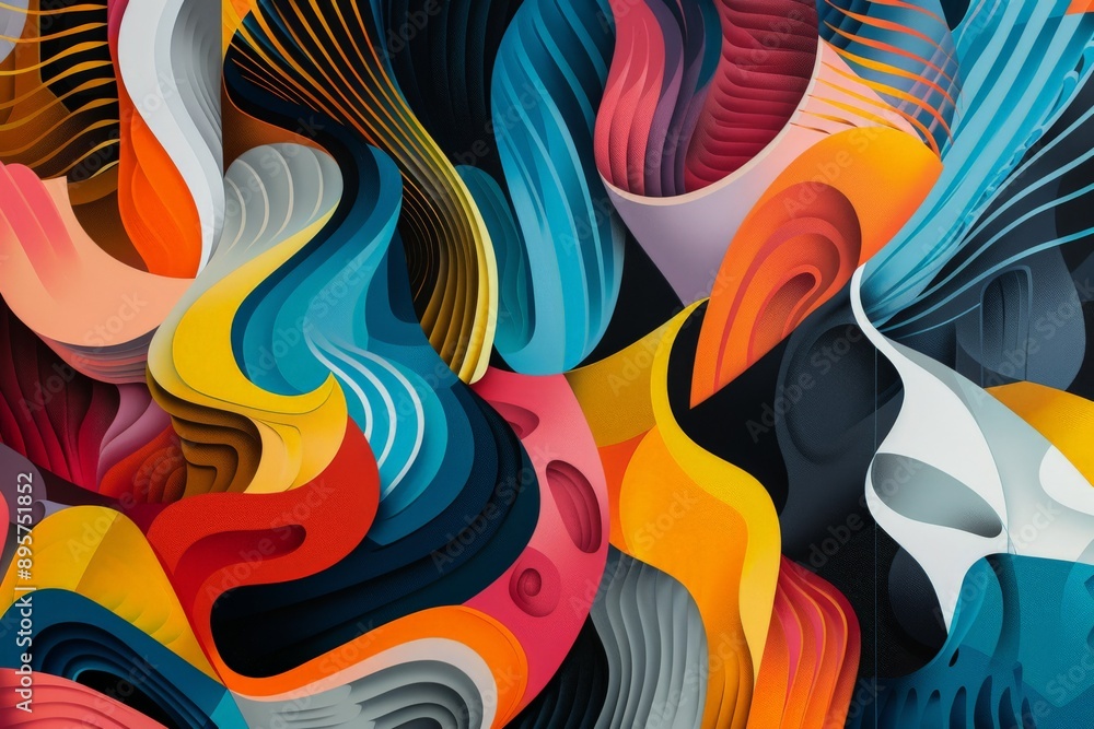 Aufkleber A vibrant abstract image full of colorful swirls and curves, blending different shades and creating a dynamic and joyful composition with expressive movement and artistic creativity.