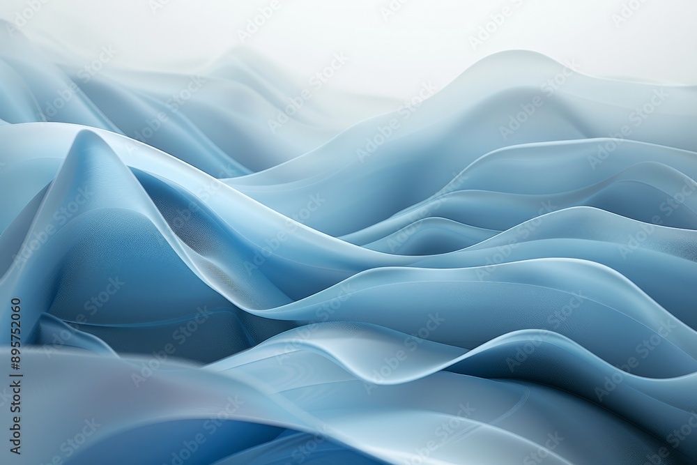 Leinwandbilder this image showcases gentle, flowing blue waves that resemble soft fabric, creating a serene, calmin