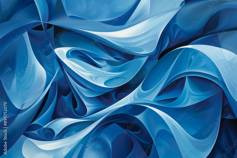 Leinwandbilder this image features dynamic and artistic waves in various shades of blue and white, creating an ener