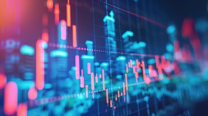 Obraz premium Finance chart representing economic highs and lows, with a modern and polished aesthetic, focusing on market trends