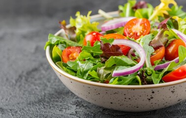 Fresh Green Salad With Tomatoes and Onions